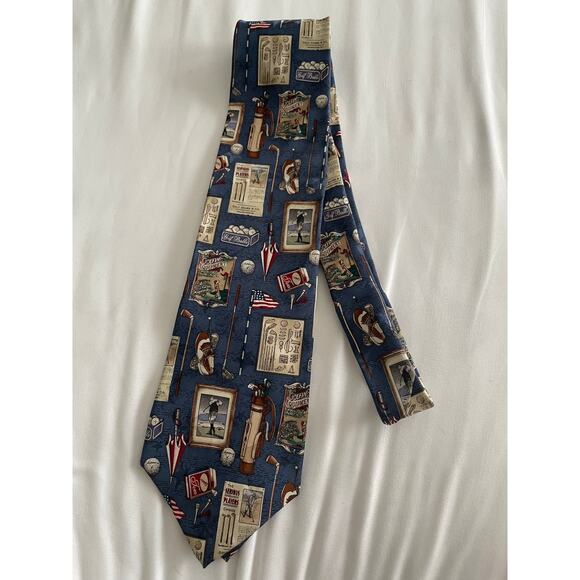 TANGO by Max Raab Golf Theme 100% Silk Tie Approx. 59x3.75 - Picture 6 of 9